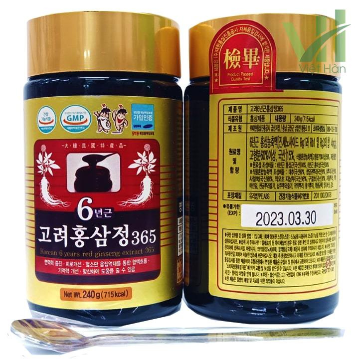 Góc sản phẩm cao hồng sâm 365 Hàn Quốc - Hộp 240g x 4 lọ