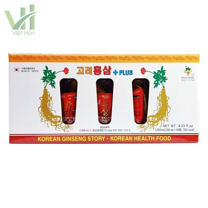 <em>Mặt sau sản phẩm nước hồng sâm có củ KGS - hộp 10 chai</em>