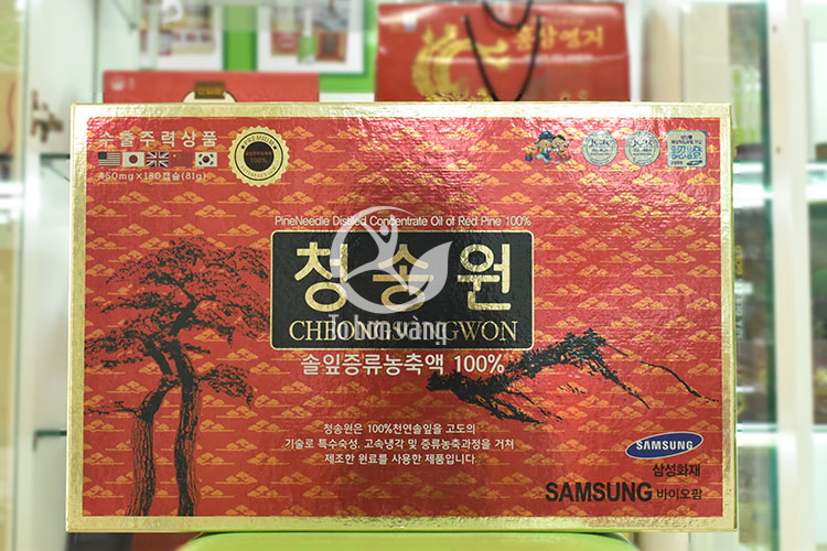 Hình ảnh hộp viên tinh dầu thông đỏ Cheong Song Won 180 viên hộp đỏ Hàn Quốc Hình ảnh hộp viên tinh dầu thông đỏ Cheong Song Won 180 viên hộp đỏ Hàn Quốc