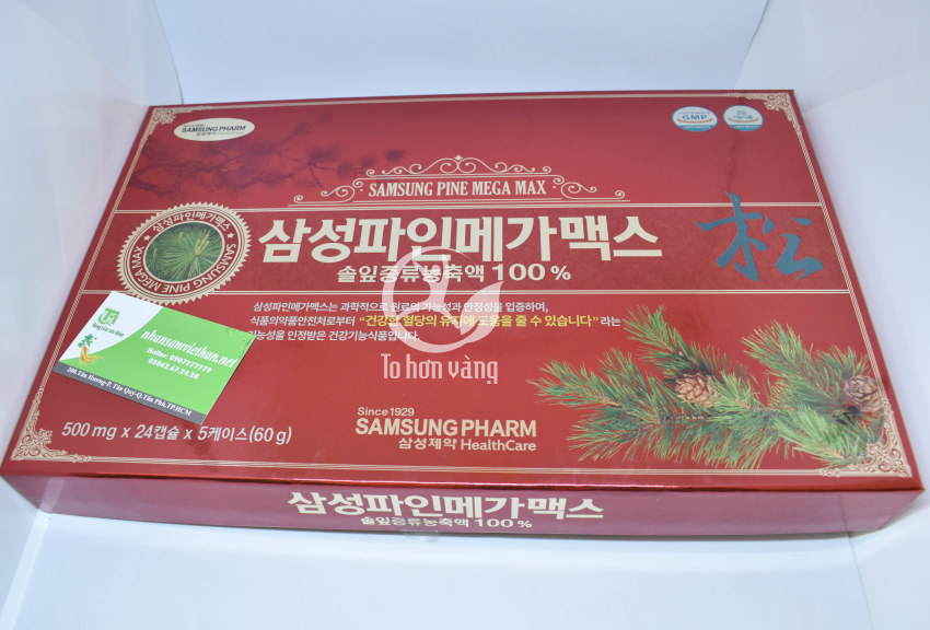 Hình ảnh hộp viên tinh dầu thông đỏ Samsung Pine Mega Max 120 viên Hàn Quốc Hình ảnh hộp viên tinh dầu thông đỏ Samsung Pine Mega Max 120 viên Hàn Quốc
