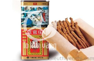 Hồng sâm khô nguyên củ đóng hộp thiếc đẹp mắt