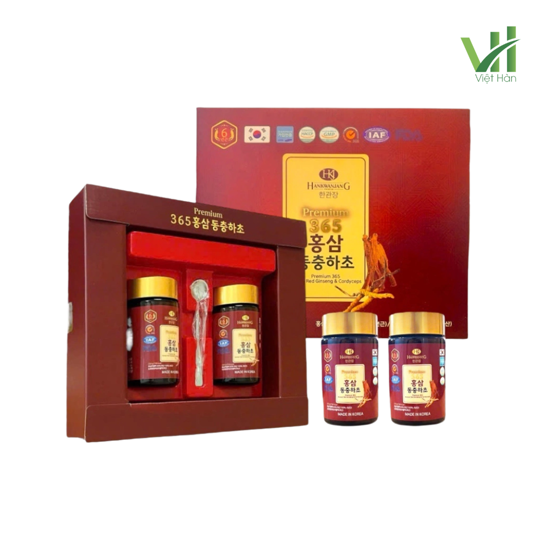 Cao Hồng Sâm Đông Trùng Hankwanjang Premium 365 2 lọ x 240g