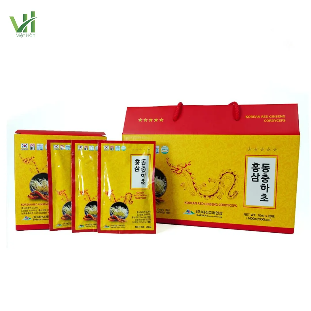 Nước Hồng Sâm Đông Trùng Hạ Thảo Daesan Hàn Quốc Hộp 70ml x 10 gói (tặng)